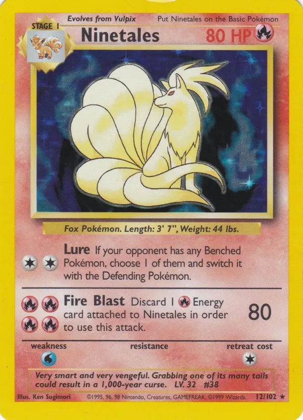 Unlimited Black Flame Ninetales showing the dark flame shape to the right of Ninetales, running down the right side of the art box