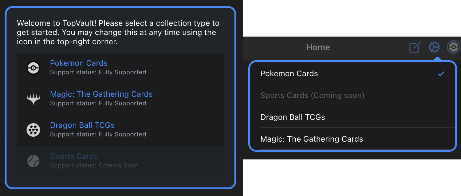 On the left shows a rich selection. On the right shows the text-only selection option.