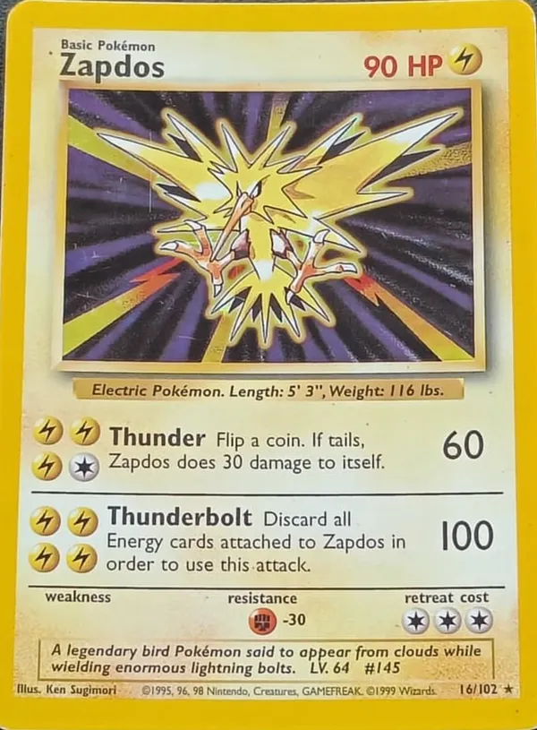 Black Rays Zapdos with solid black rays and a saturated magenta background